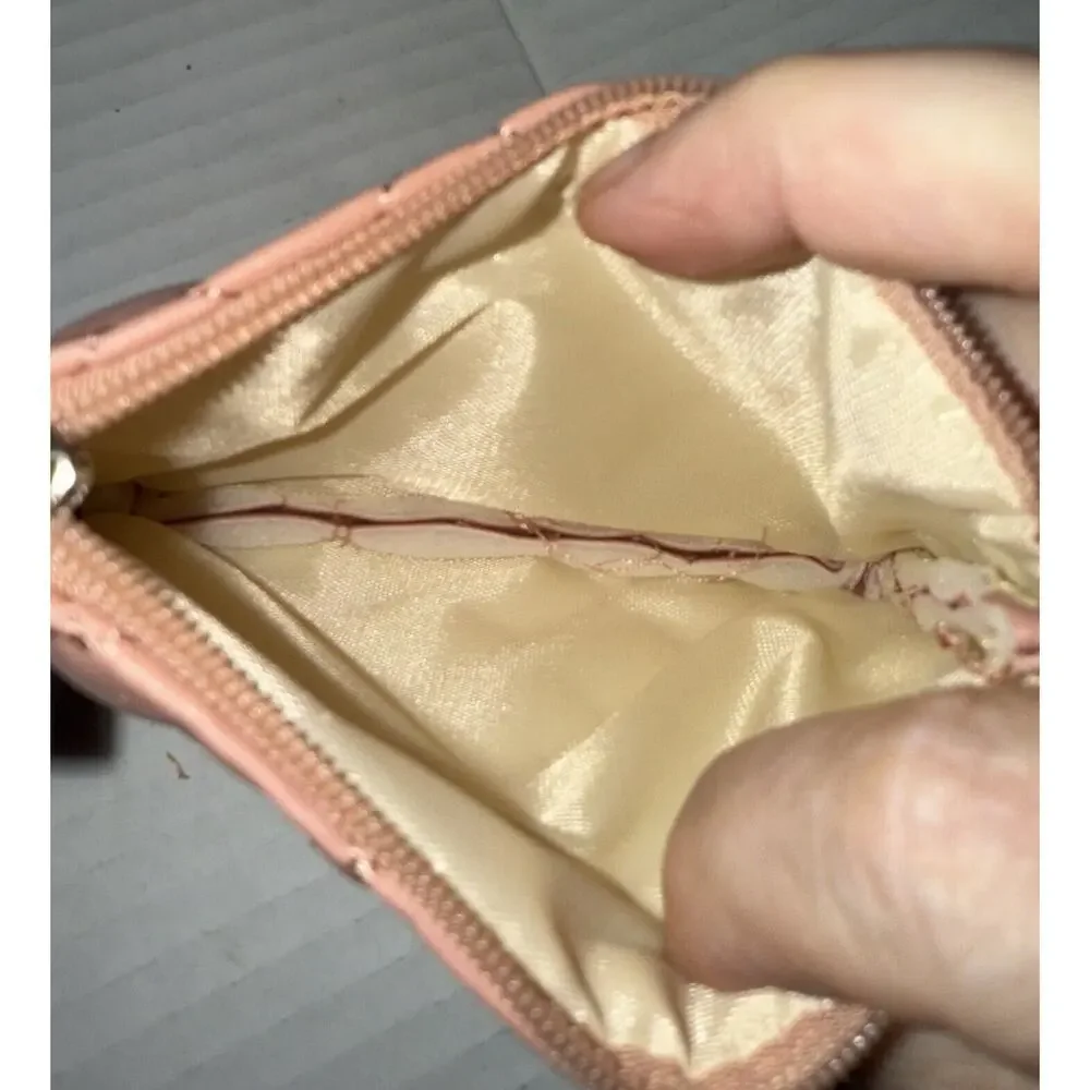 Quilted Faux Leather Pink Zippered Coin Purse